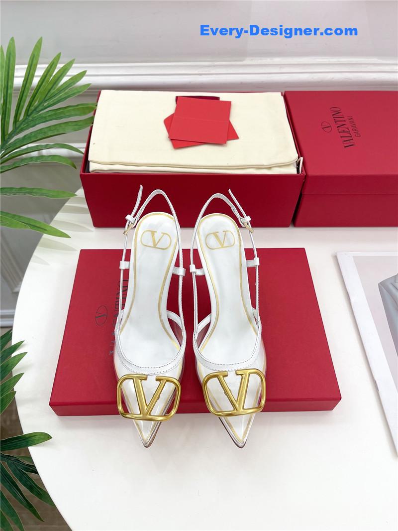 Va1e*ntin0 clear glue v buckle high heel sandals