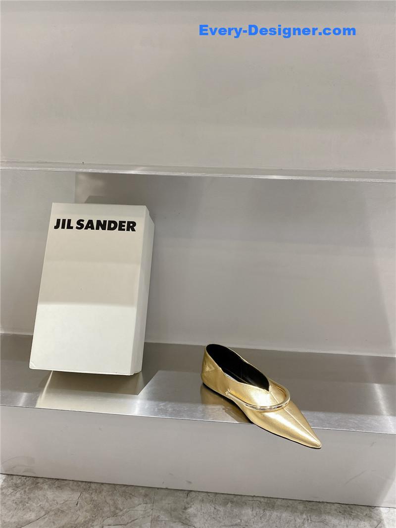 jil sander jil sander pointed toe flat retro buckle shoes