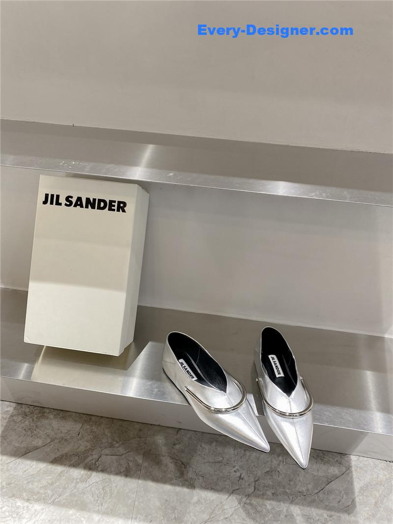 jil sander jil sander pointed toe flat retro buckle shoes