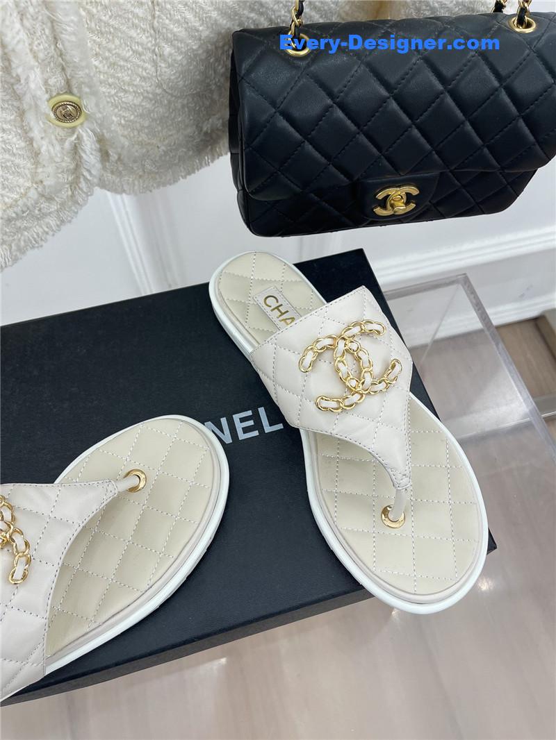 CC rhombus CC logo chain buckle flat slippers