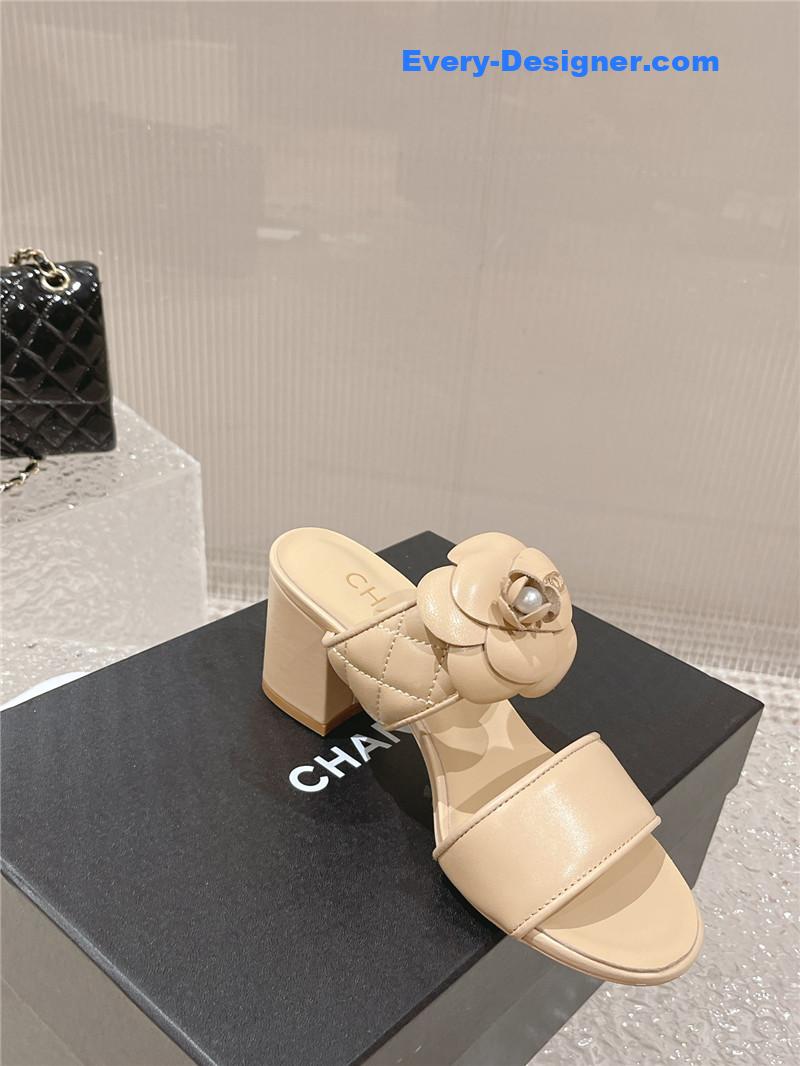 CC chunky heel camellia sandals
