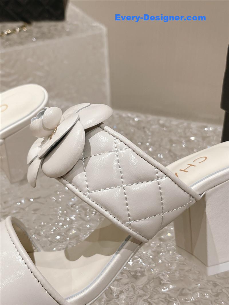 CC chunky heel camellia sandals