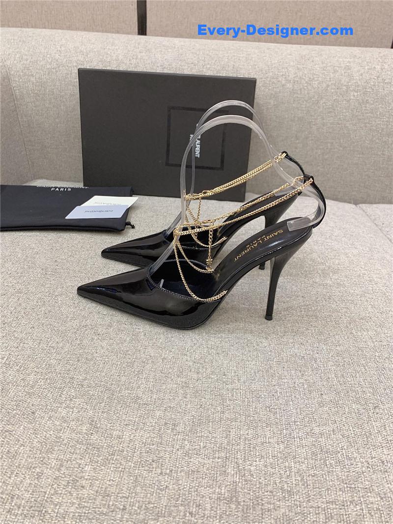 Y51 new chain pointed high-heeled sandals
