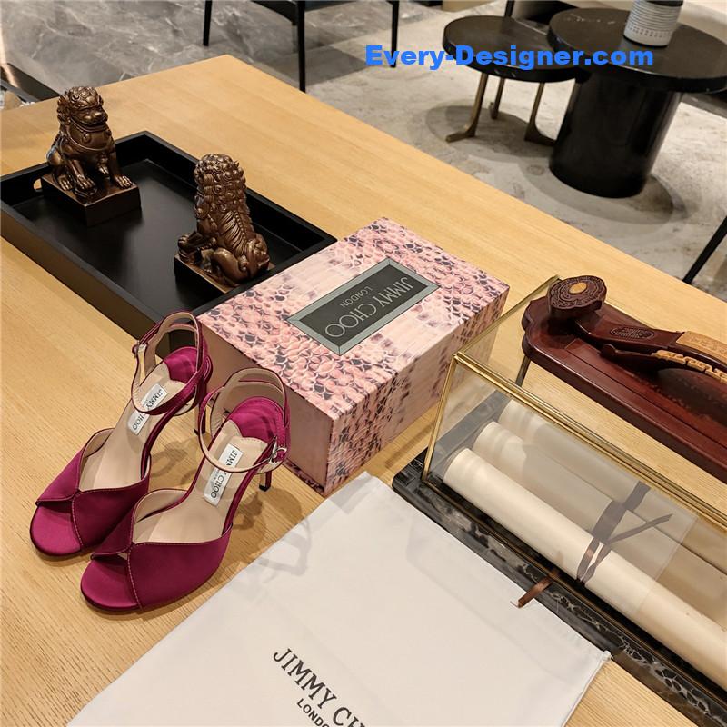 J1m*y Ch00 handmade satin panel peep-toe sandals