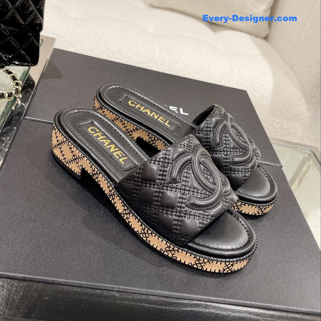 CC new wooden heel slippers