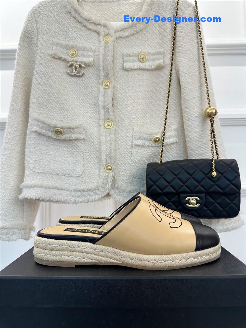 CC logo platform fisherman slippers