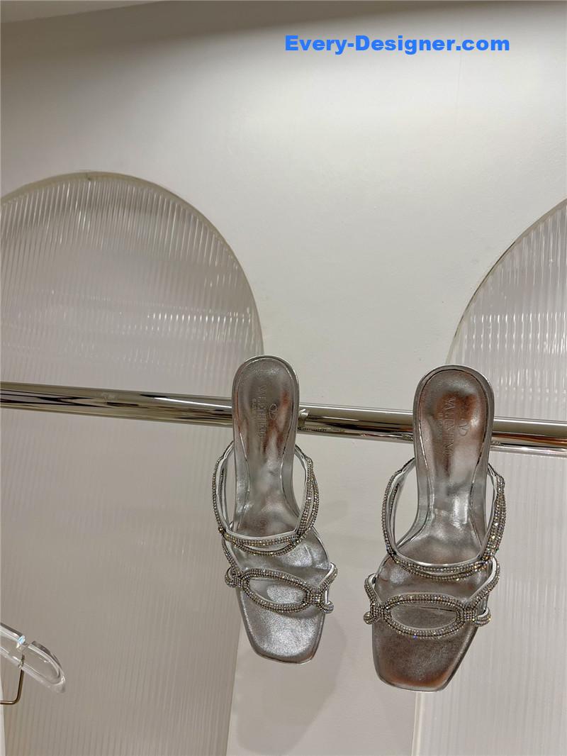 Va1e*ntin0 rhinestone transparent heel sandals