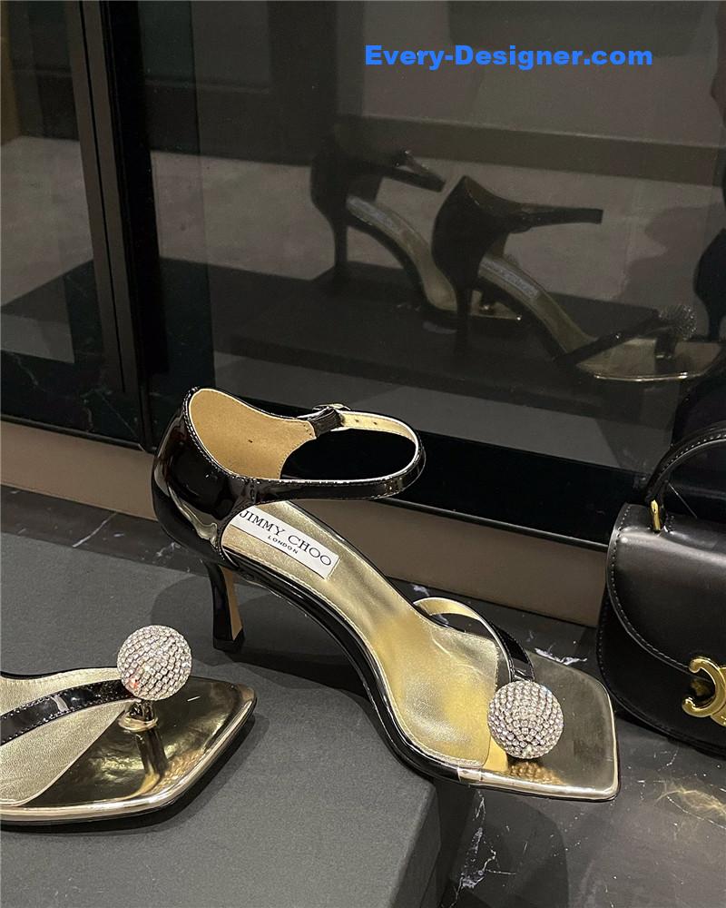 J1m*y Ch00 new rhinestone ball sandals