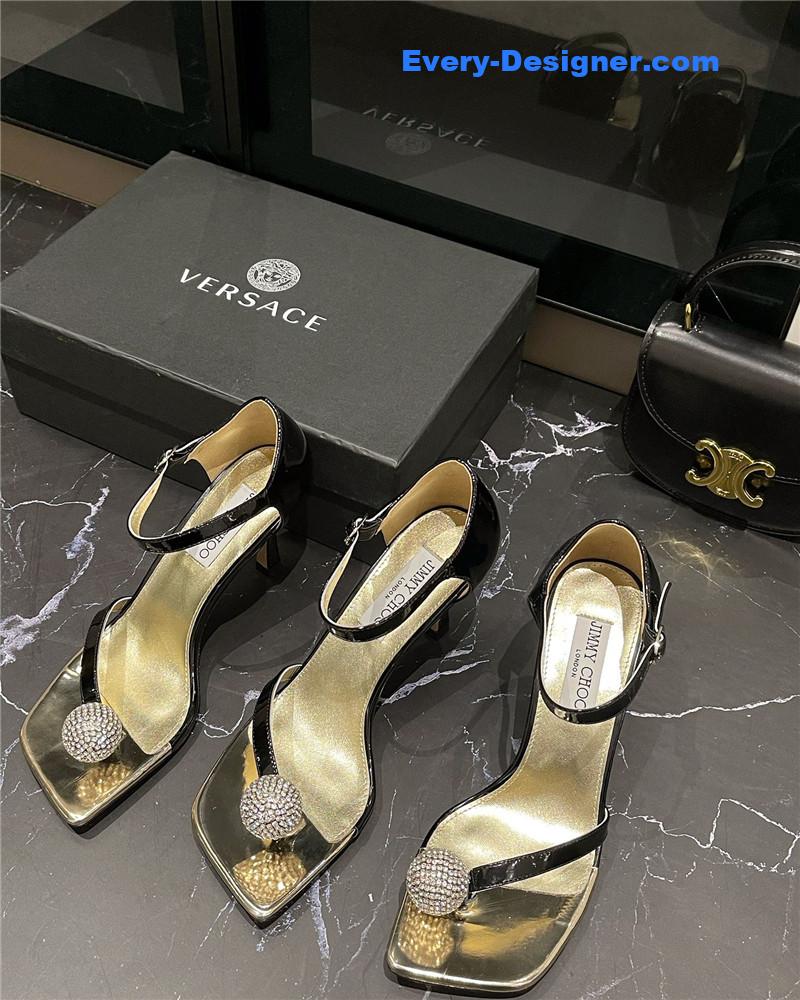 J1m*y Ch00 new rhinestone ball sandals