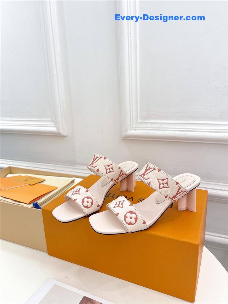 l0vis Vvtt0n lv plum blossom heel embossed sandals
