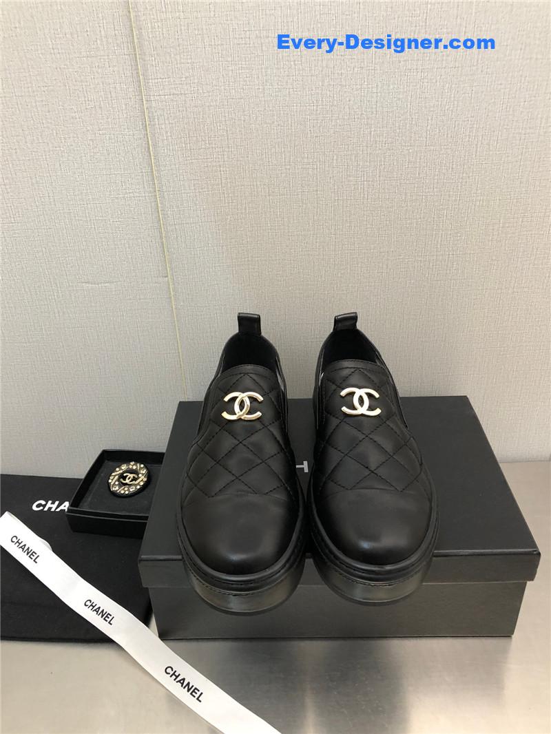 Ch**el black lambskin quilted cc platform sandals
