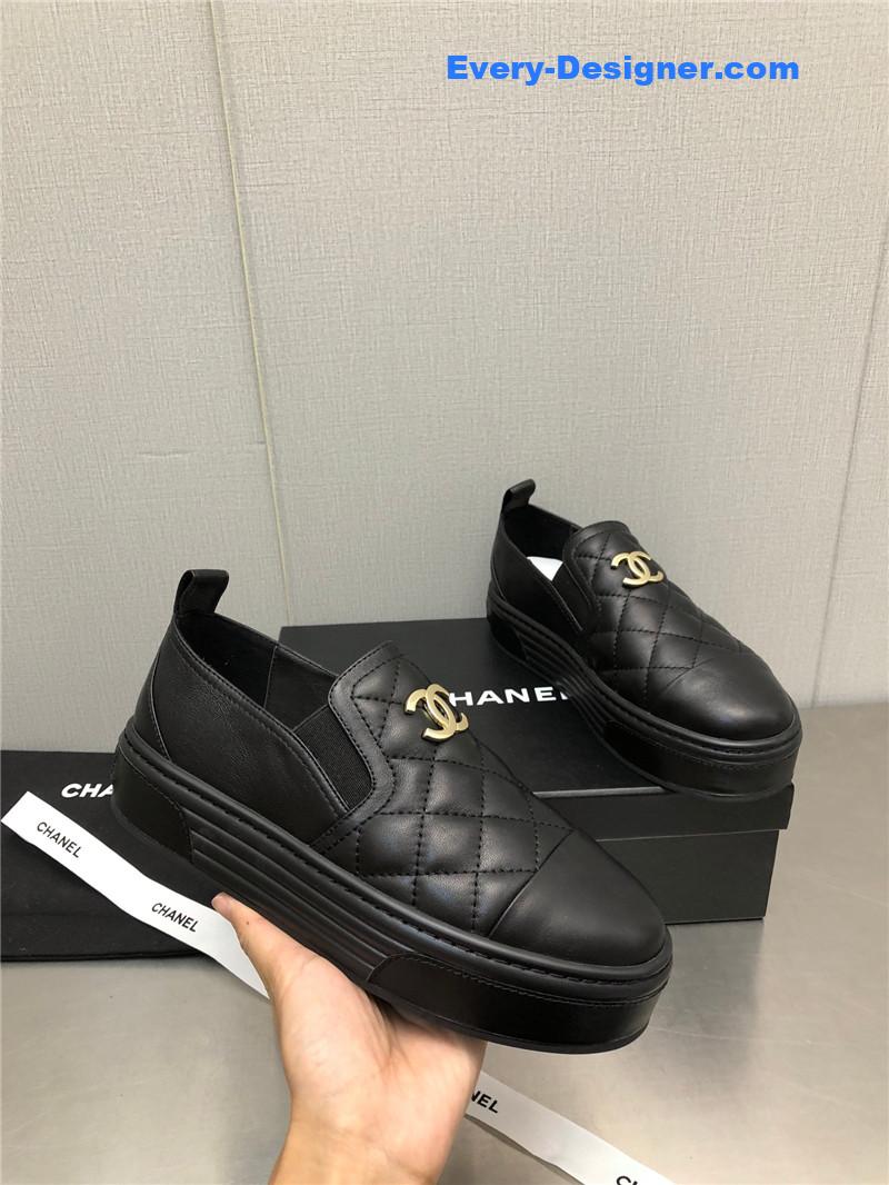 Ch**el black lambskin quilted cc platform sandals