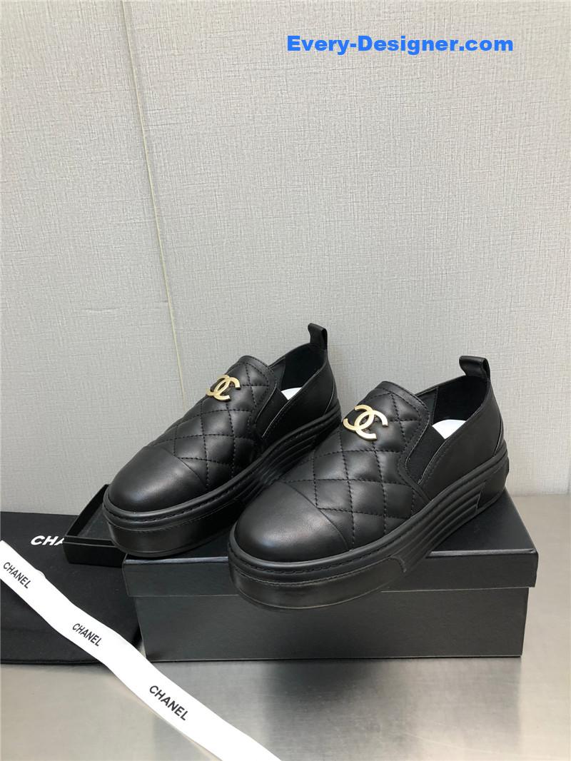 Ch**el black lambskin quilted cc platform sandals