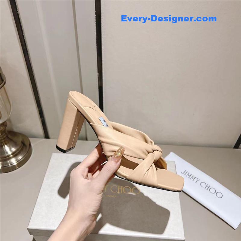 J1m*y Ch00 block heel square toe pumps