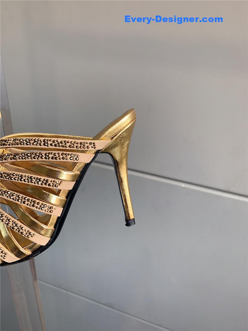 Va1e*ntin0 rhinestone high heel slippers