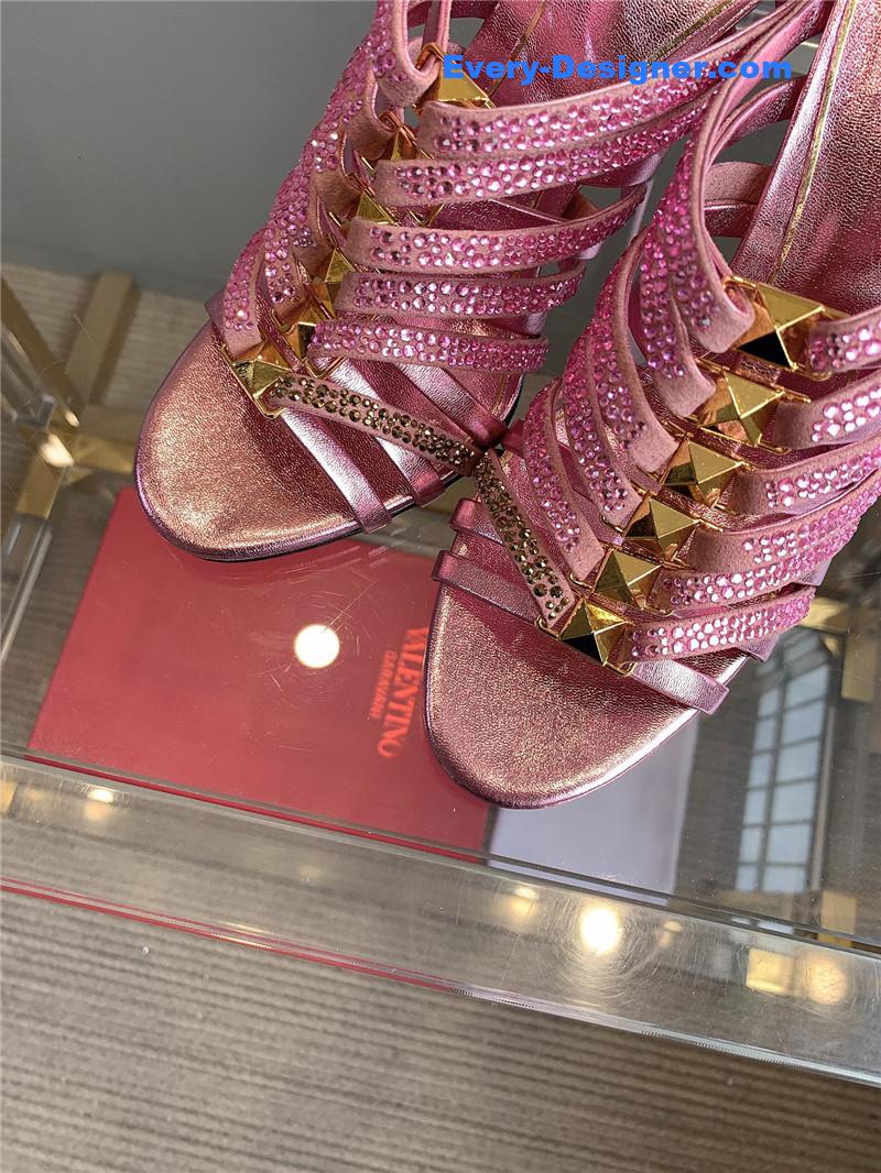 Va1e*ntin0 rhinestone high heel slippers
