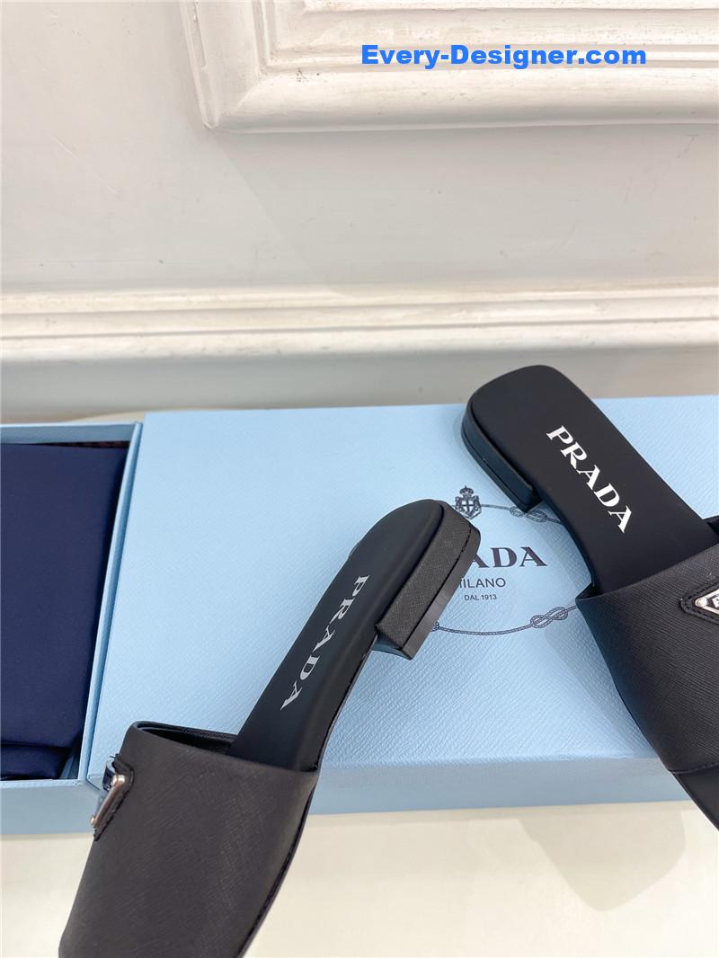 Pra*a catwalk style triangle buckle slippers