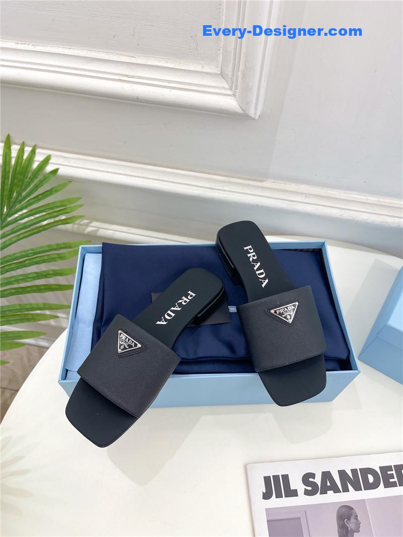 Pra*a catwalk style triangle buckle slippers