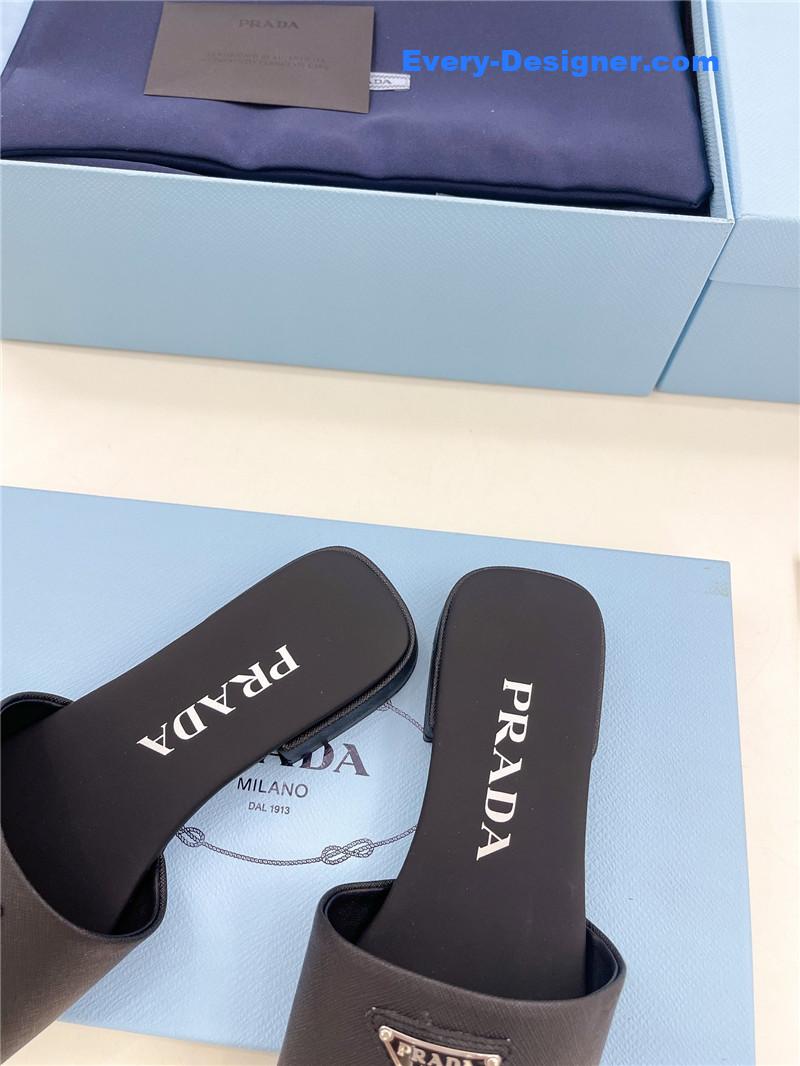 Pra*a catwalk style triangle buckle slippers