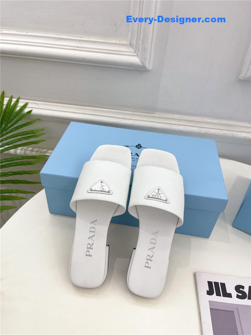 Pra*a catwalk style triangle buckle slippers