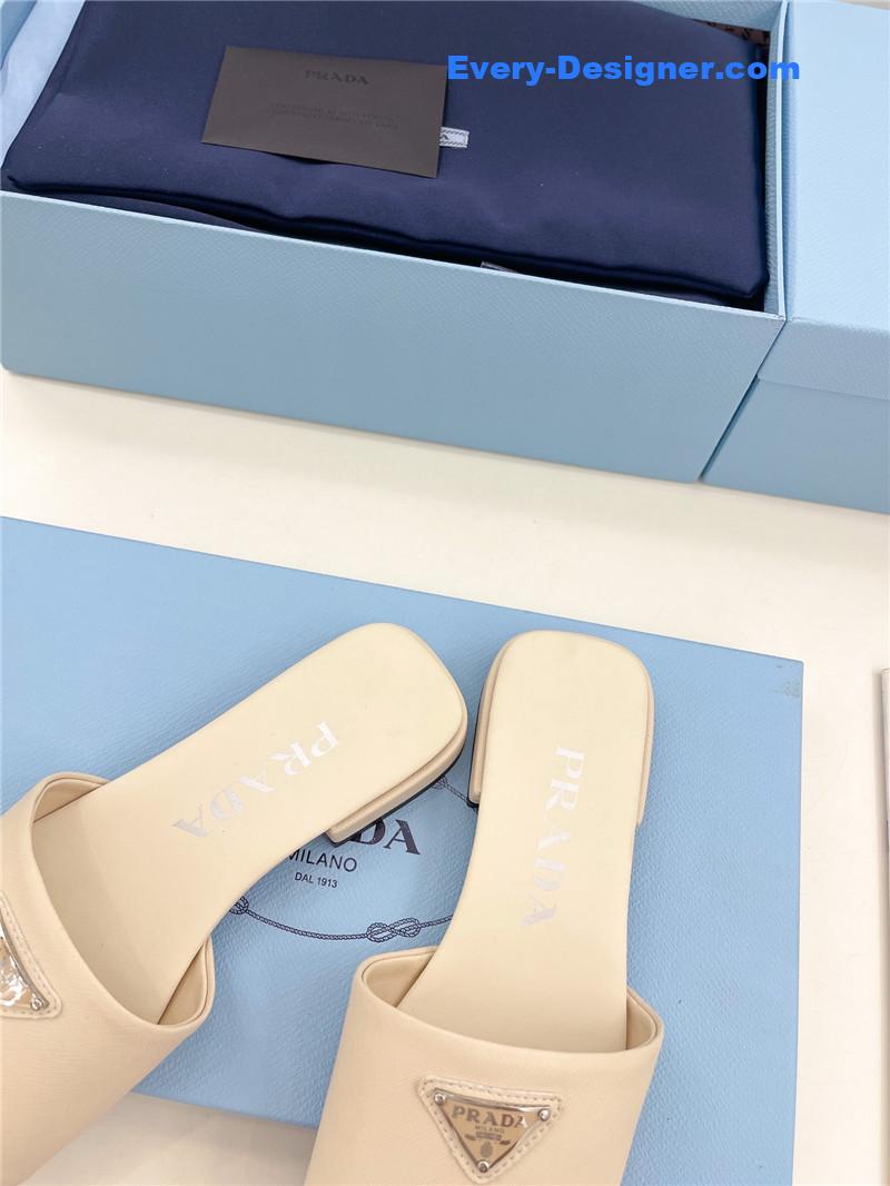 Pra*a catwalk style triangle buckle slippers