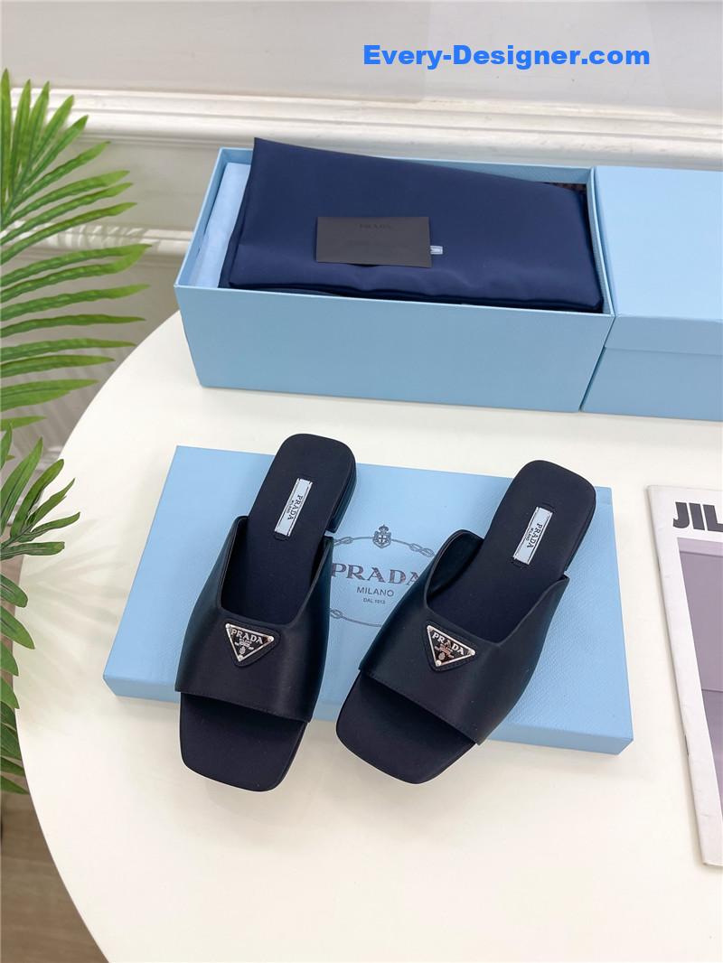 Pra*a catwalk style triangle buckle slippers