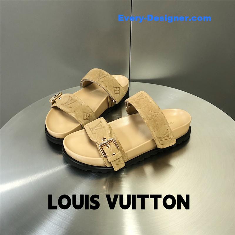 l0vis Vvtt0n lv metal buckle logo platform slippers