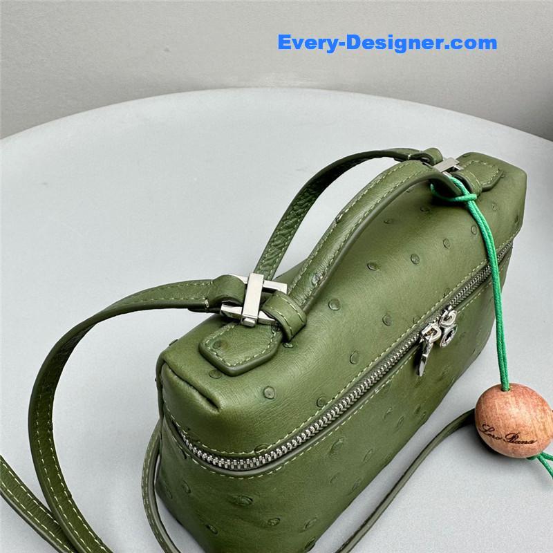 L0r0 P1ana extra pocket ostrich leather pouch