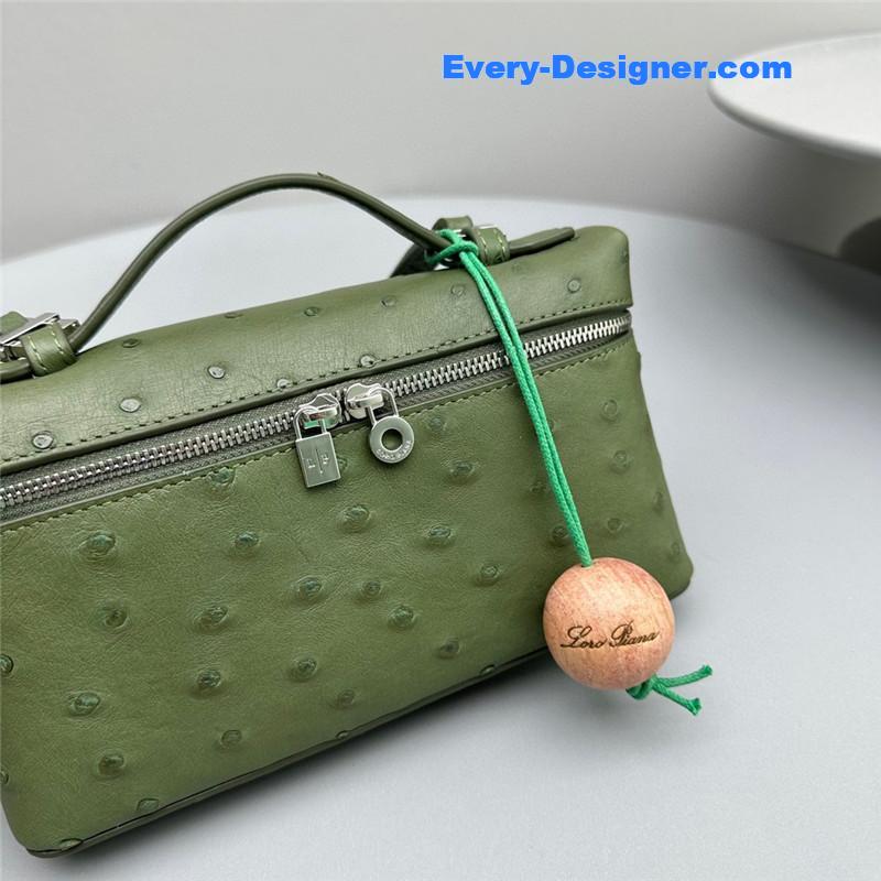 L0r0 P1ana extra pocket ostrich leather pouch