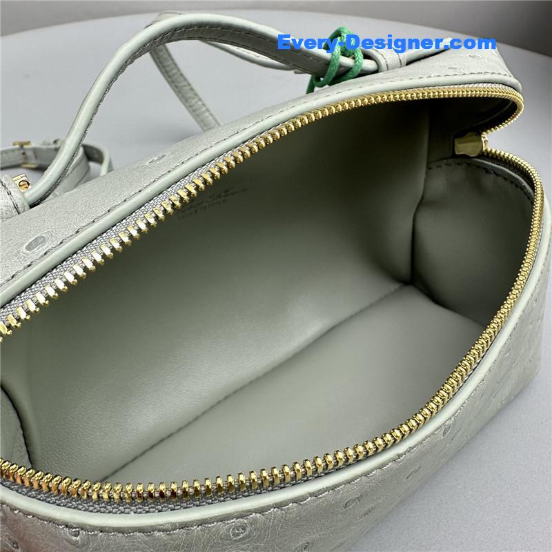 L0r0 P1ana extra pocket ostrich leather pouch