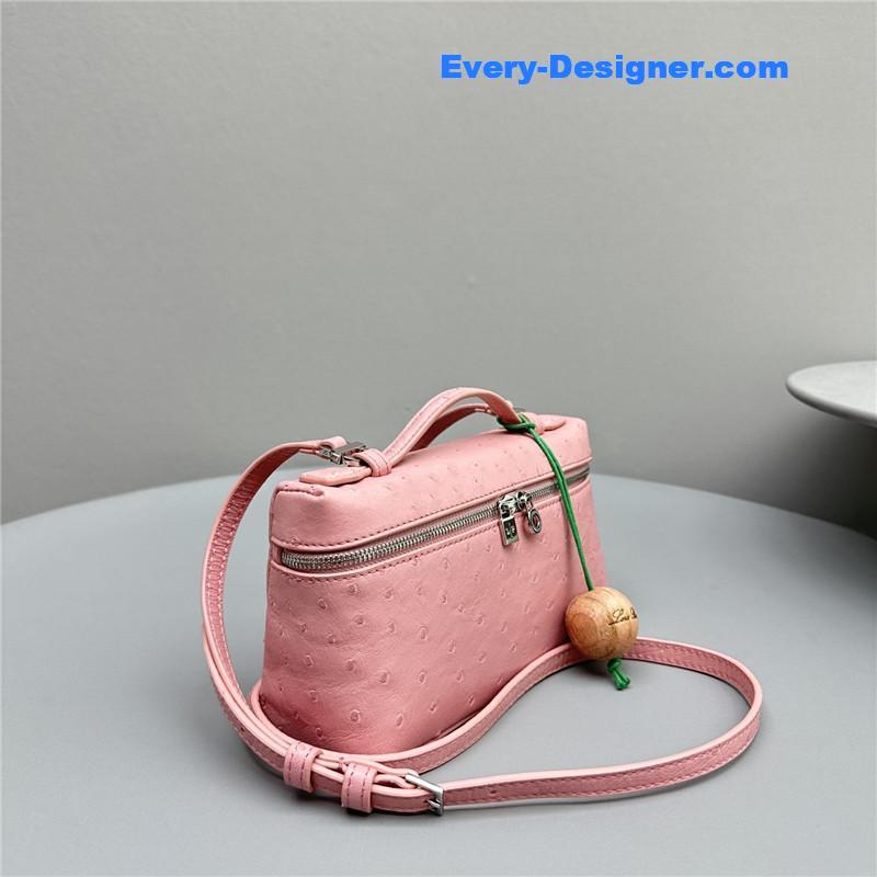 L0r0 P1ana extra pocket ostrich leather pouch
