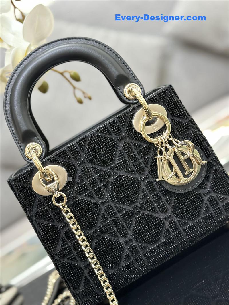 lady D10r triple embroidered beads tube bag
