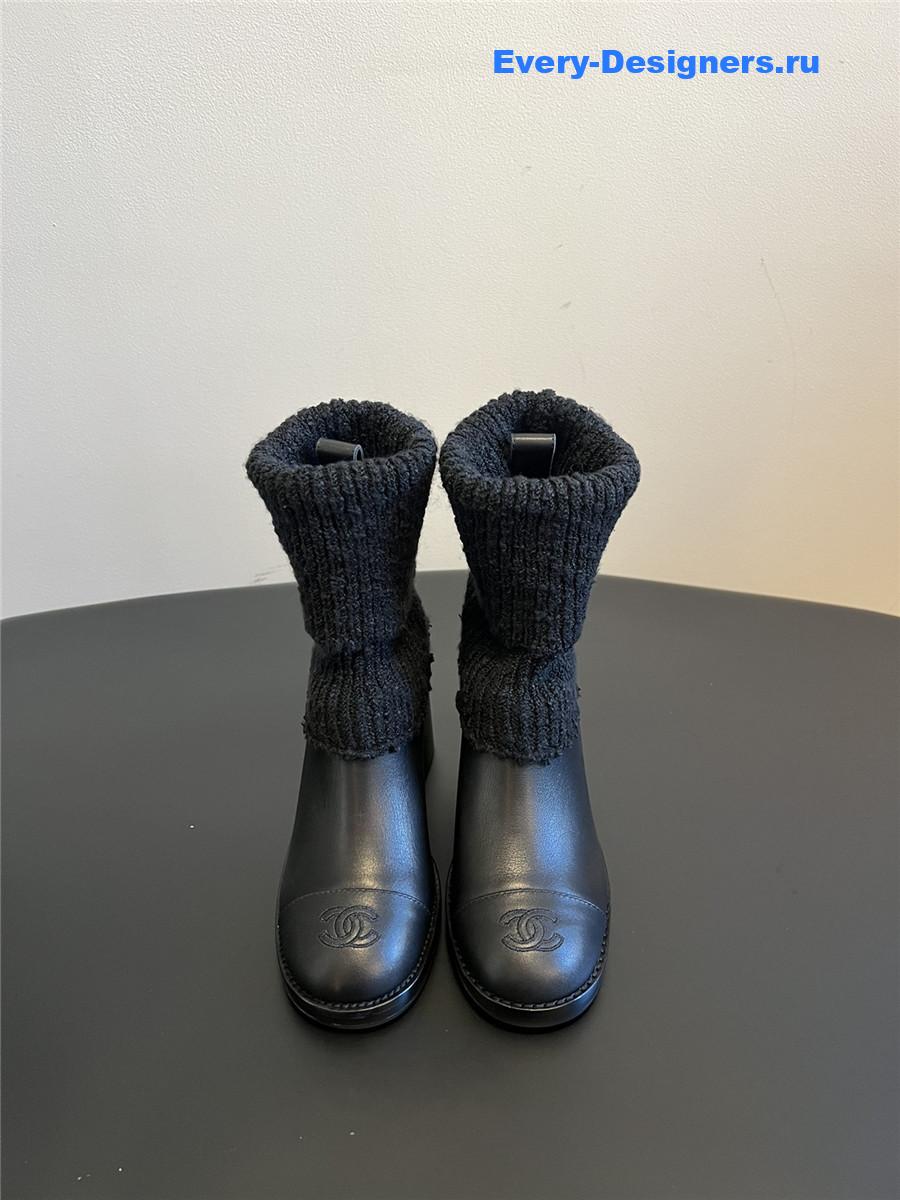 black Ch**el knitted socks boots