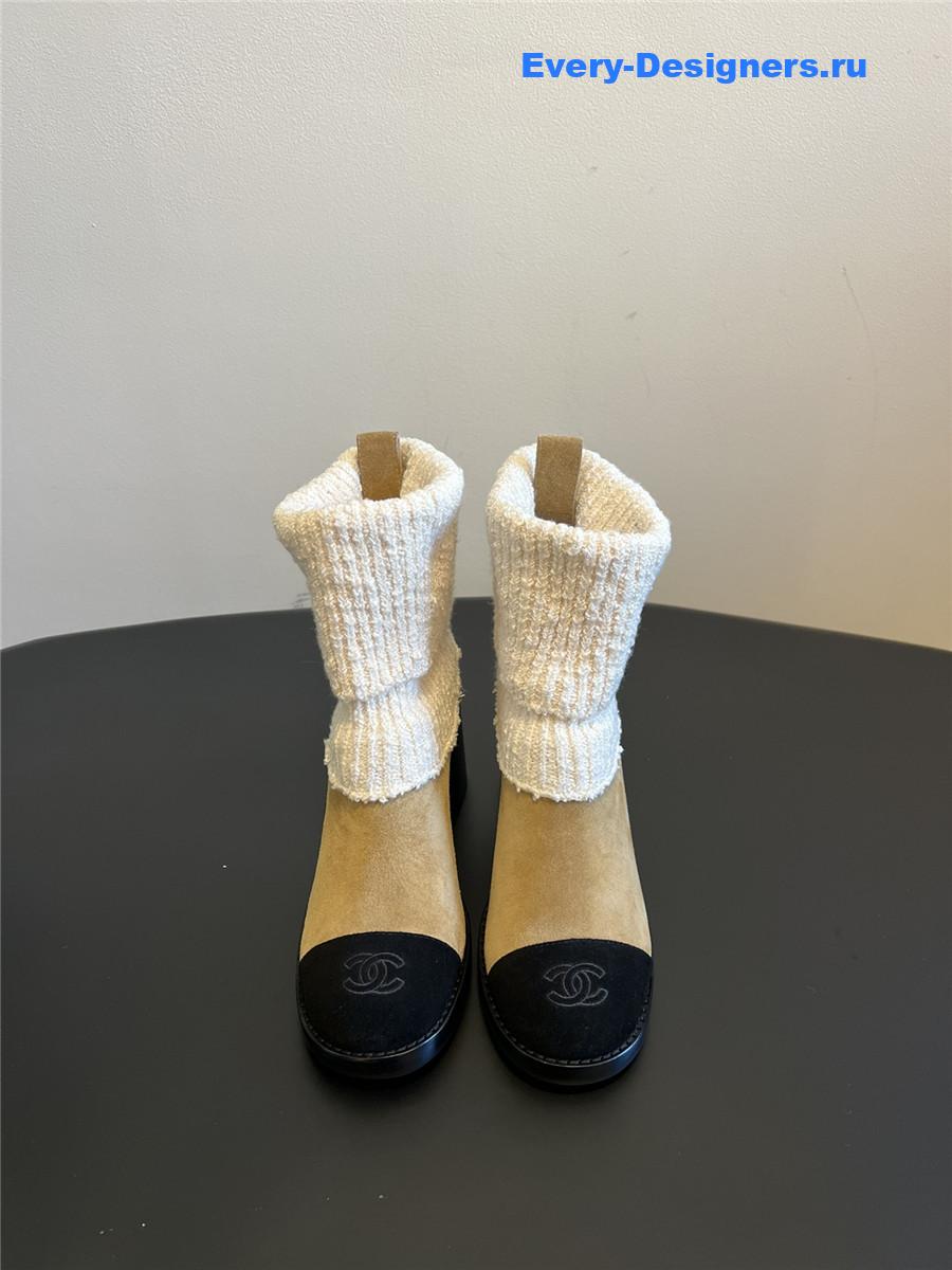 Ch**el beige knitted socks boots