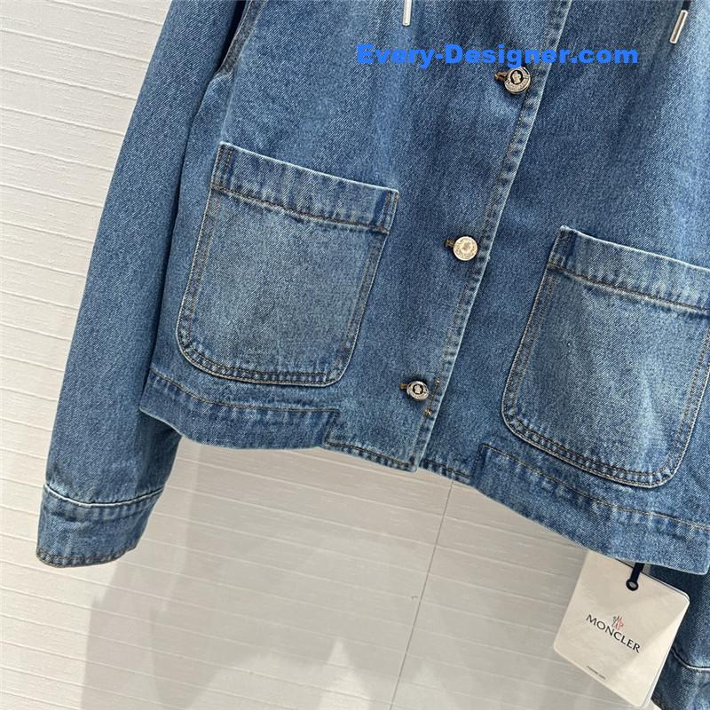 Moncler Hooded patchwork denim jacket