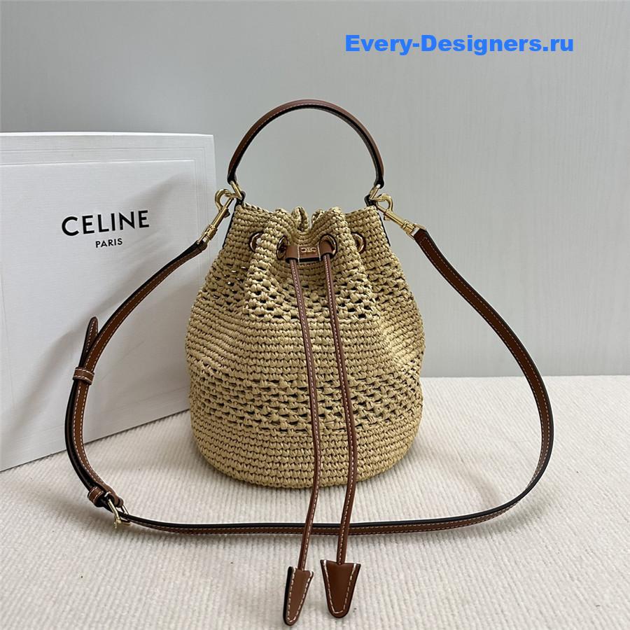 Ce1i*e clara raffia bucket bag