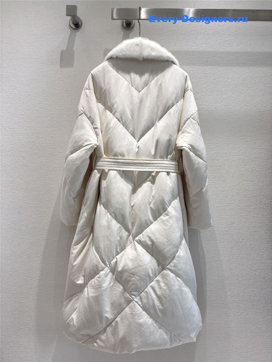 Vanitoo White Mink Fur Collar Long Down Jacket
