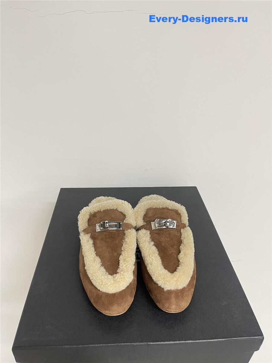 H**me5 kelly wool slippers brown