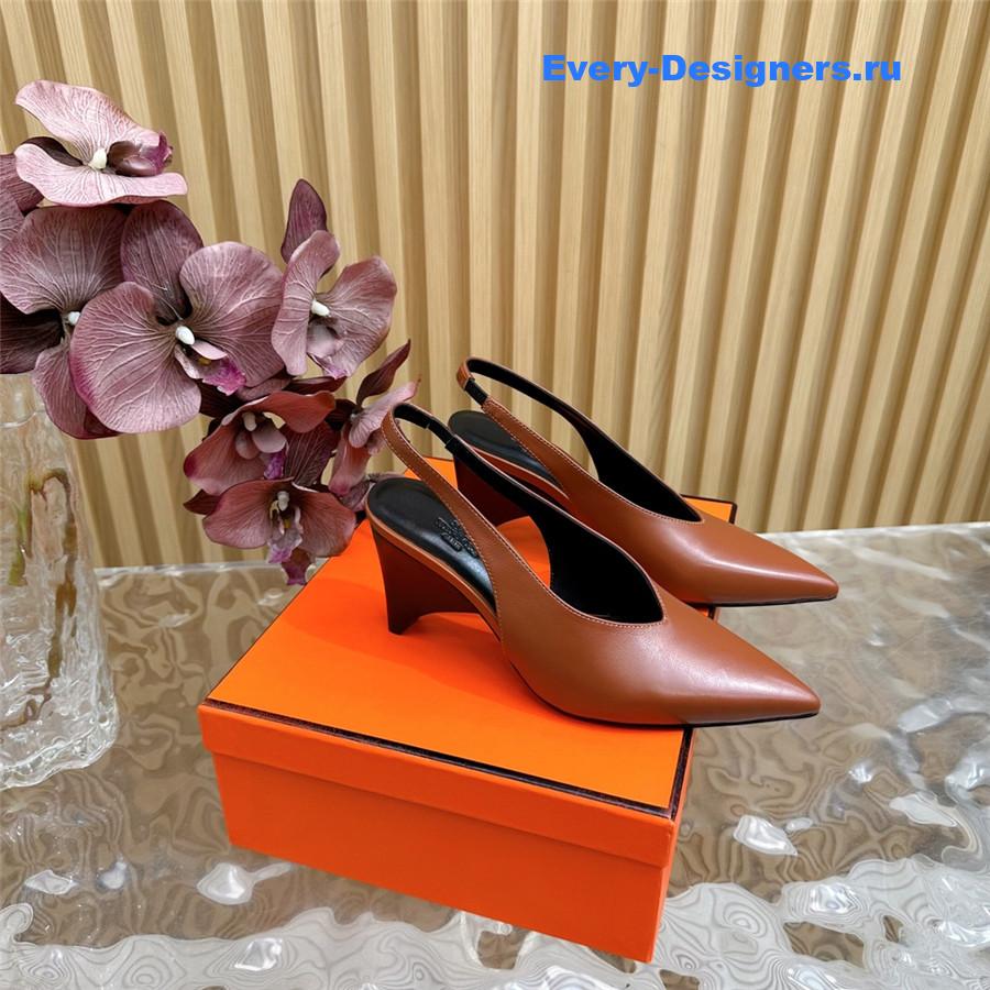 H**me5 calfskin high pointed slingbacks in brown