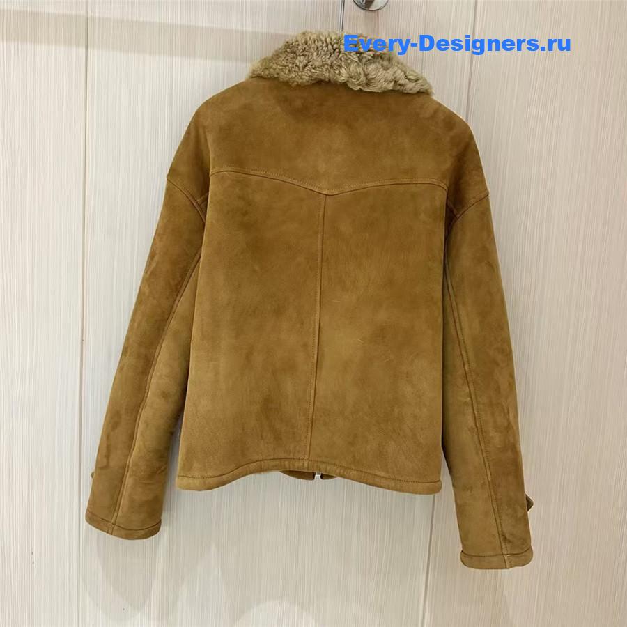 MIU MIU Suede Leather Fur Coat