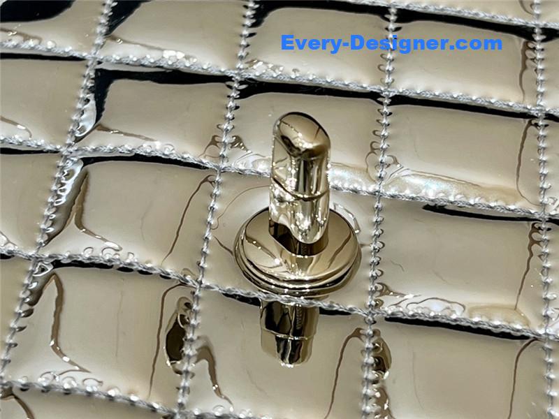 Ch**el patent leather silver double backpack