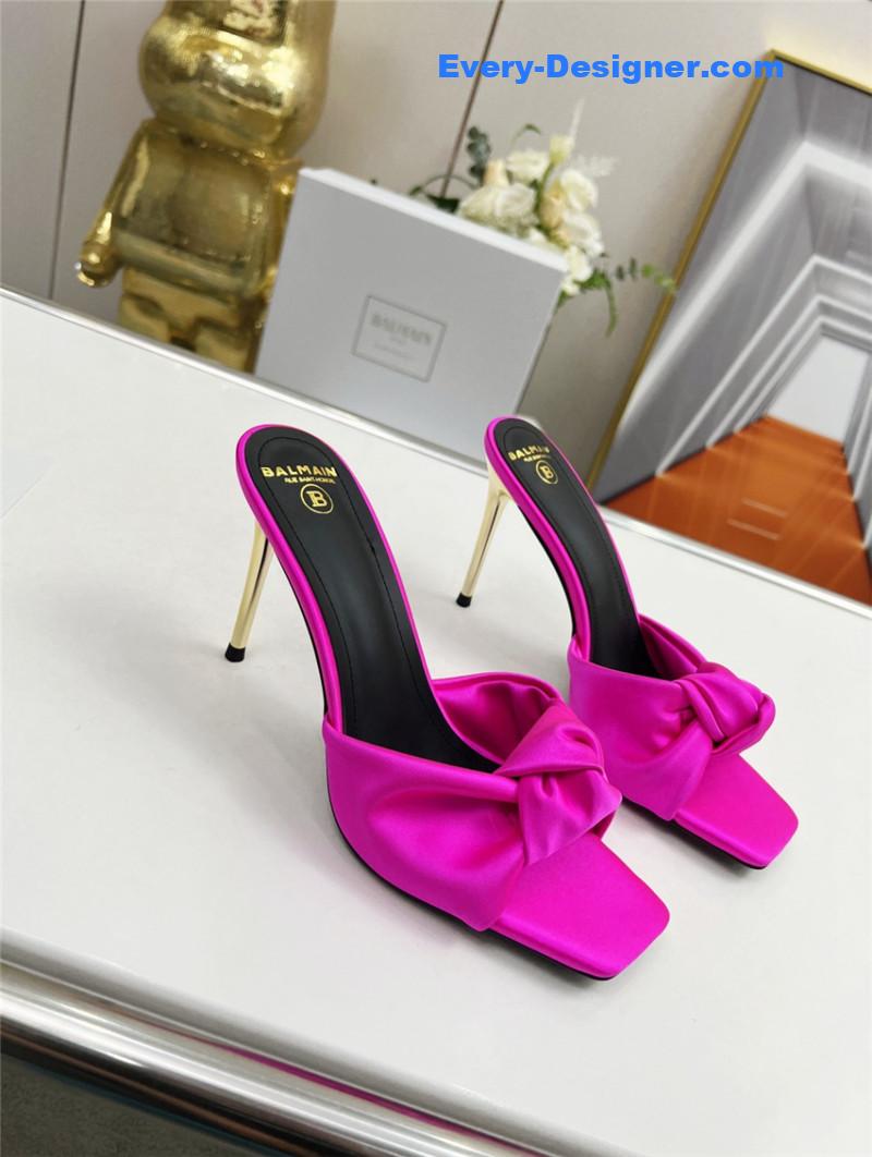 Balmain Bright Pink Satin Mules