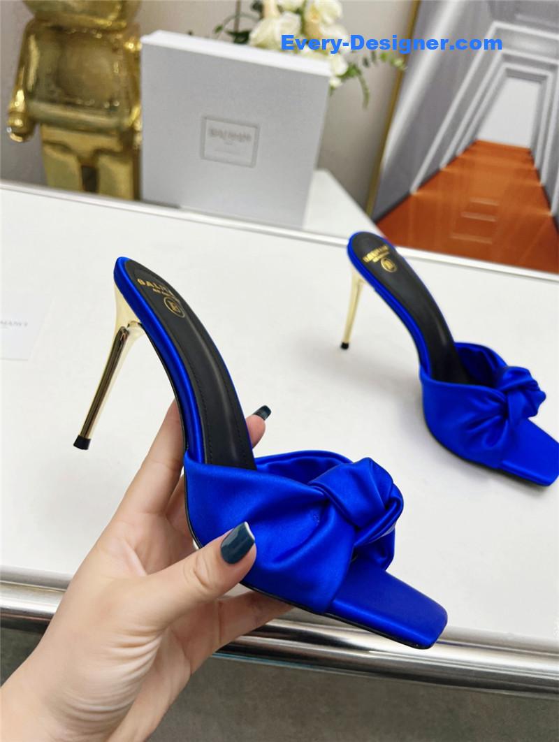 Balmain new catwalk original silk high-heeled slippers