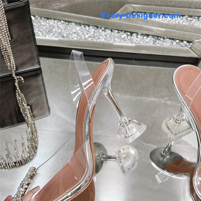 AMINA MUADDI rhinestone buckle heeled slides