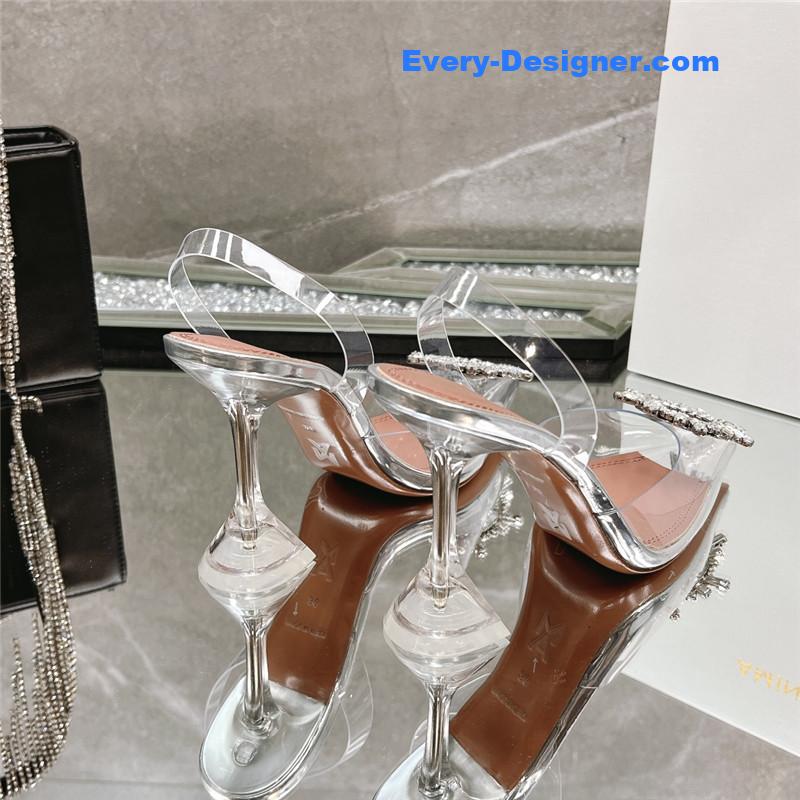 AMINA MUADDI rhinestone buckle heeled slides