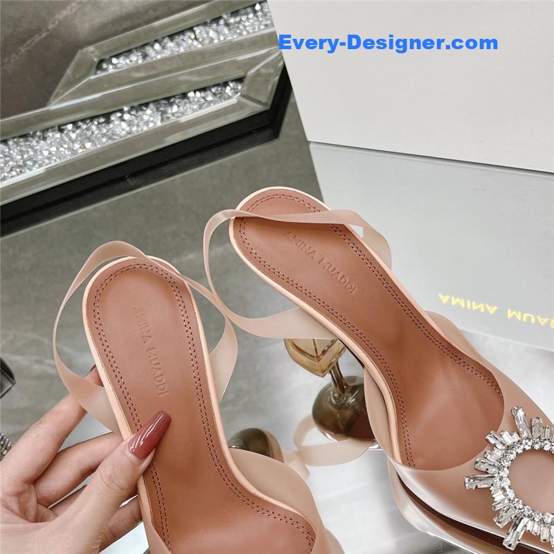 AMINA MUADDI rhinestone buckle heeled slides