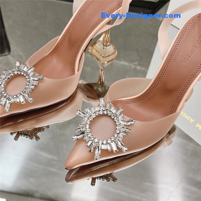 AMINA MUADDI rhinestone buckle heeled slides