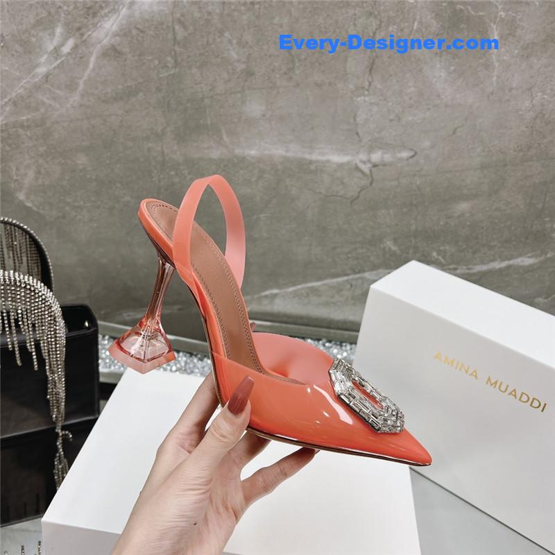 AMINA MUADDI rhinestone buckle heeled sandals