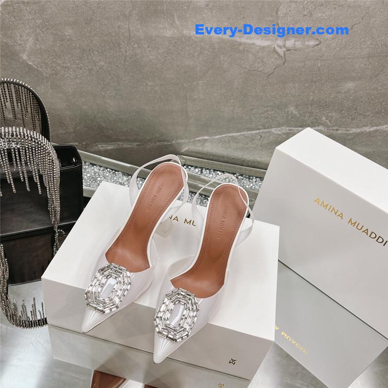AMINA MUADDI rhinestone buckle heeled sandals
