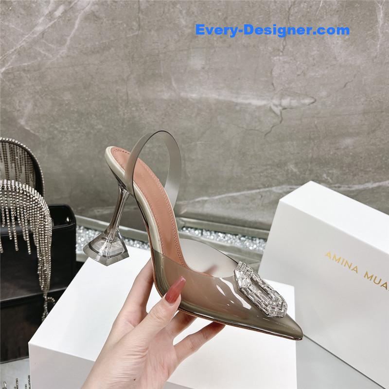 AMINA MUADDI rhinestone buckle heeled sandals